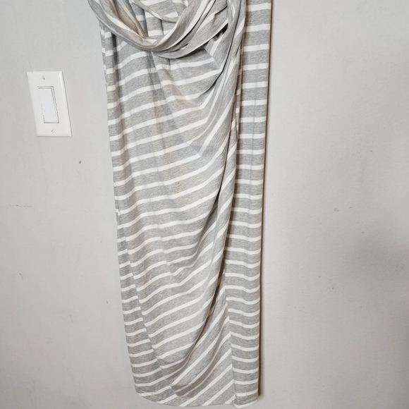 NWT Michael Stars Grey White Stripe Twist Front Sleeveless Midi Maxi Dress Sz M. - Picture 11 of 11